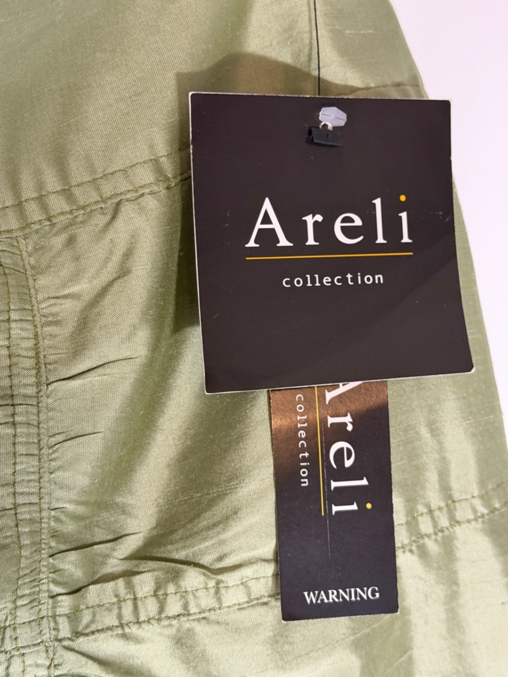 NWT: Areli Collection Green Silk A-Line Midi Skirt  Size 10 - Picture 6 of 11